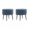 Bailey Mid-Century Modern Upholstered Accent Ottoman in Blue - Set of 2 