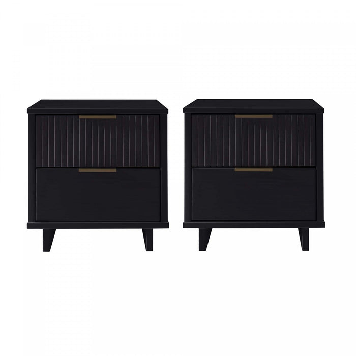 Granville Modern 18\" Nightstand in Black (2-Drawer) - Set of 2 