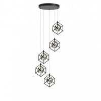 Tulip Collection Integrated LED 5-Light Pendant - Matte Black