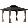 Outsunny 10' X 12' Hardtop Gazebo Outdoor Aluminum Gazebo For Patio Brown