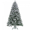 Homcom 7ft Flocked Artificial Christmas Tree With Metal Stand, Hinged Tips