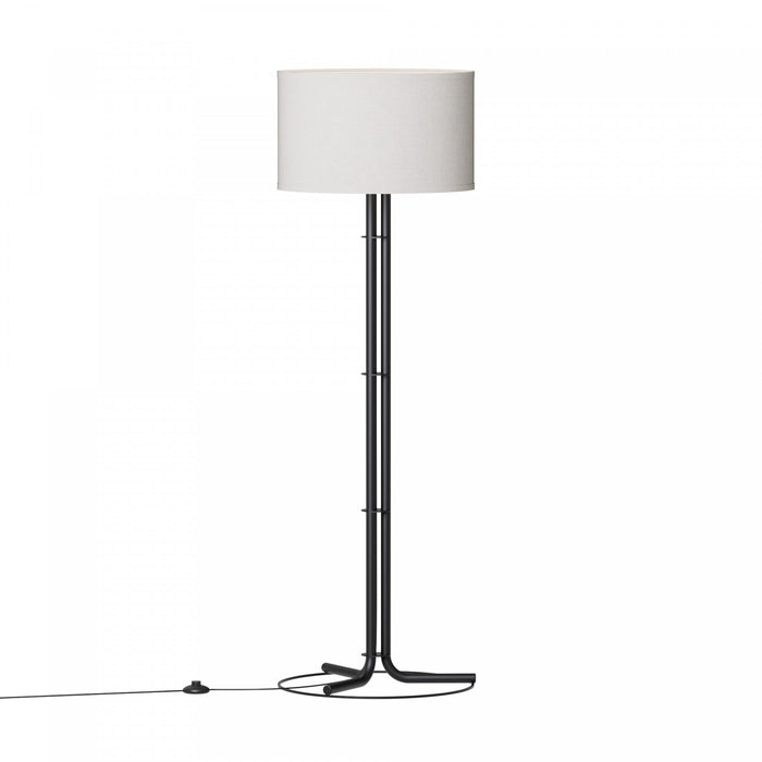 62\" Black Floor Lamp with Cylindrical Shade 