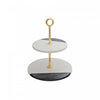 White And Black Marble 2-Tier Cake Stand