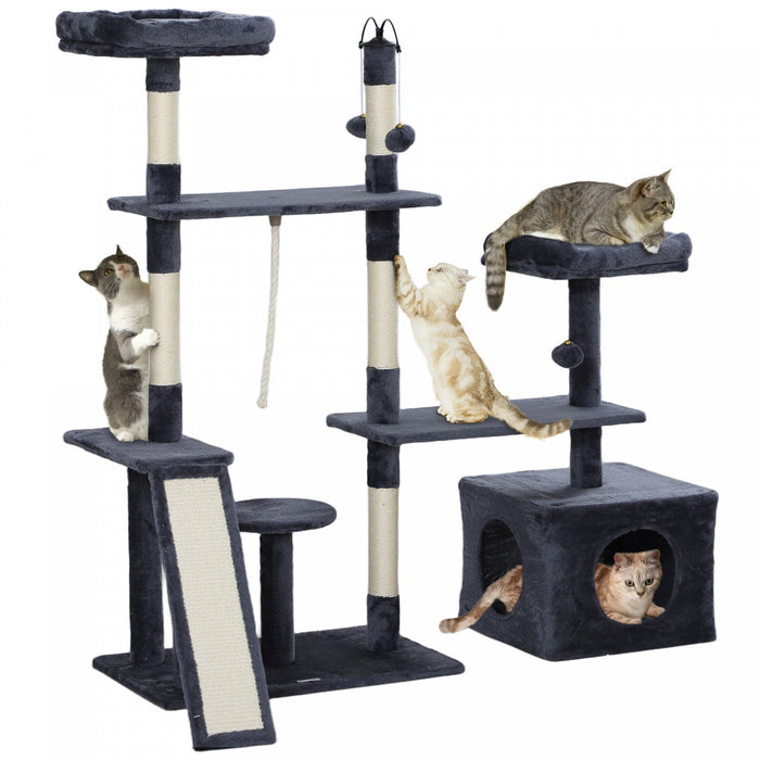 Pawhut 53\" Cat Tree, Multi-level Cat Tower For Indoor Cats With Sisal Scratching Posts, Cat Condo, B
