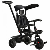 Qaba Kids Tricycle 4 In 1 Trike With Reversible Angle Adjustable Seat Removable Handle Canopy Handra