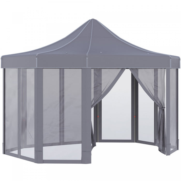 Outsunny 13' X 10' Pop Up Gazebo, Octagon Canopy Tent With Zippered Mesh Sidewalls, Weight Bags, Hei