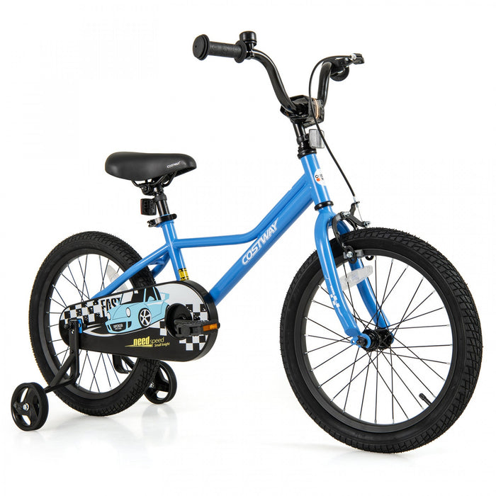 Costway 18" Kids Training Bike With Removable Training Wheels Pneumatic Tires Navy