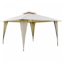 Outsunny 11x11ft Outdoor Party Gazebo Canopy Tent With 2-tier Roof & Dressed Legs, Beige