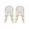 Julien Faux Ratten and Aluminum French Bistro Chairs, Set of 2 - Grey and White 