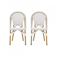 Julien Faux Ratten and Aluminum French Bistro Chairs, Set of 2 - Grey and White