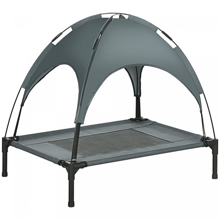 Pawhut Elevated Cooling Pet Bed Portable Raised Dog Cot With Canopy For Medium Sized Dogs, Indoor & 