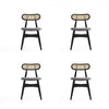 Colbert Industry Chic Cane Back Wood Upholstered Dining Chair in Black and Gray - Set of 4 