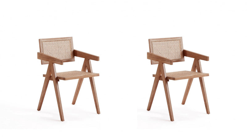 Hamlet Industry Chic Wood Armchair in Natural - Set of 2 Dining Chair 