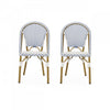 Julien Faux Ratten and Aluminum French Bistro Chairs, Set of 2 - Blue and White 