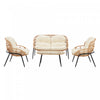 Pine Modern 4-Piece Conversation Set in Cream Patio Seating Package 