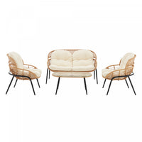 Pine Modern 4-Piece Conversation Set in Cream Patio Seating Package 
