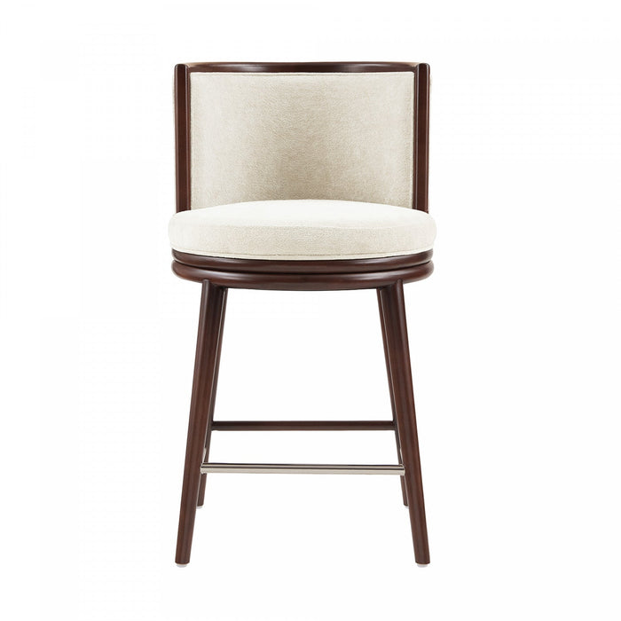 Evalyn Modern Wood Upholstered Counter Stool in Cream 