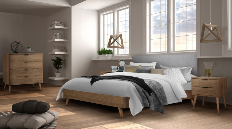 Flashby Nightstand With 2 Drawers - Faux Natural Wood 