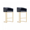 Louvre Mid-Century Modern Metal Upholstered Barstool in Black - Set of 2 Bar Stool 