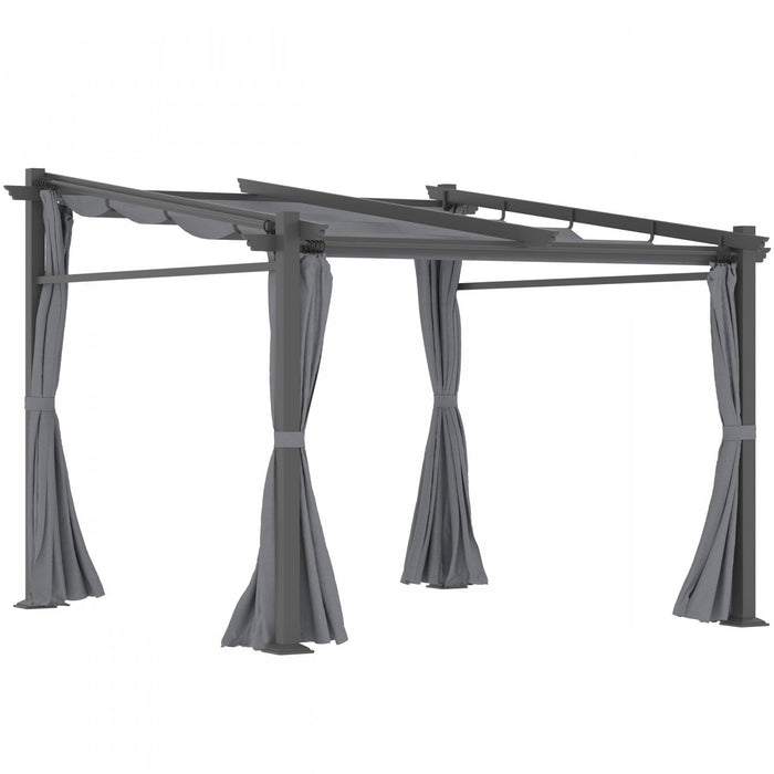 Outsunny 10' X 10' Metal Pergola With Sliding Roof Canopy, Retractable Pergola Canopy For Outdoor, P