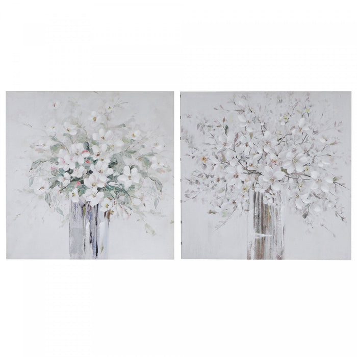 Hand Painted Canvas Wall Art Fresh Bouquet 24 x 24 - Set of 2 Wall Decor