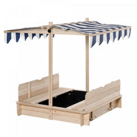 Kids Wooden Sandbox With Lid Outdoor Backyard Playset Children Sand Play Station W/adjustable Cover