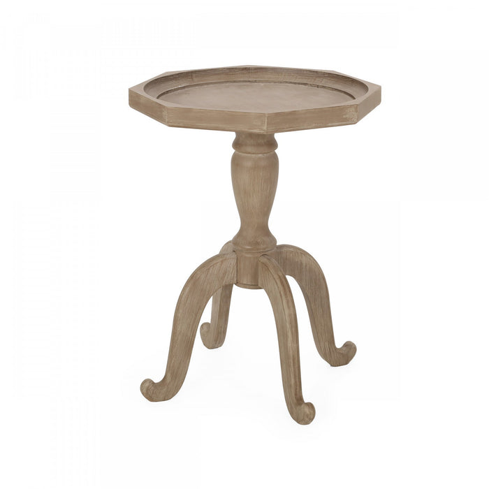 Roberta Traditional Side Table With Spider-leg Base, Driftwood 