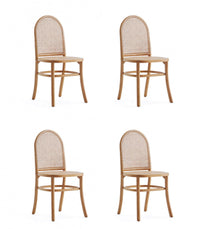 Paragon Industry Chic Cane Back Wood Upholstered Dining Chair in Oatmeal - Set of 4 