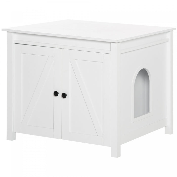 Pawhut Cat Litter Box Enclosure With Openable Top, Cat Washroom Storage Side Table With Double Doors