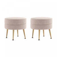 Bailey Mid-Century Modern Upholstered Accent Ottoman in Wheat - Set of 2