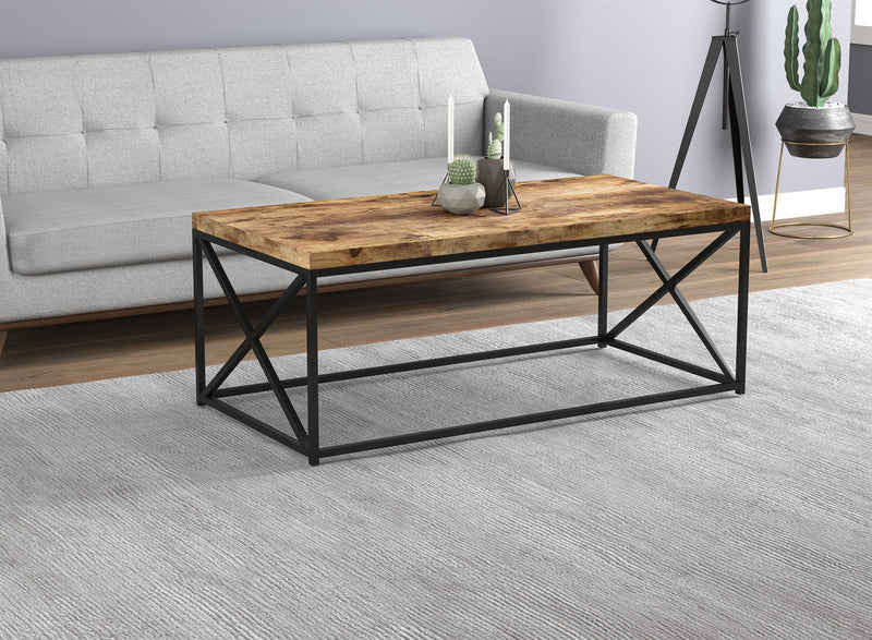 44\" Coffee Table Reclaimed Wood With Black Metal 