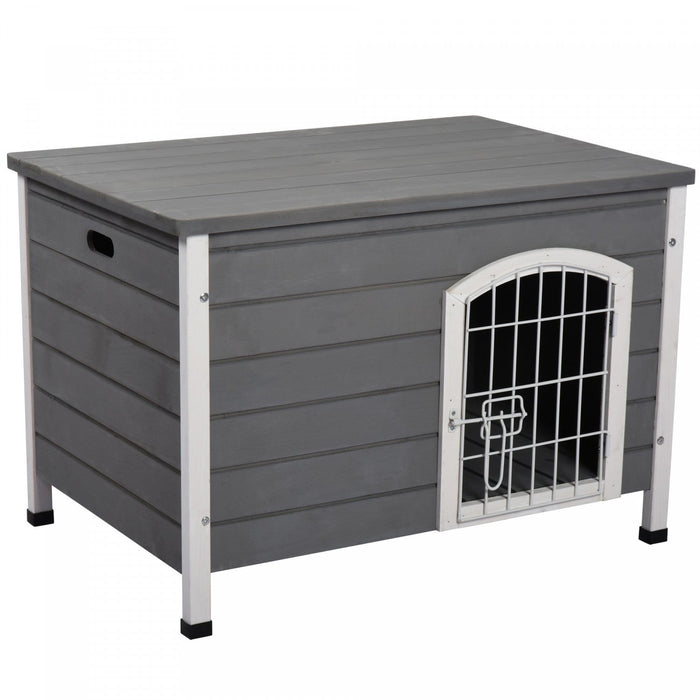 Pawhut 31\" Folding Dog House, Portable Pet Crate Kennel, Wooden Wire Cage For Miniature And Small Si