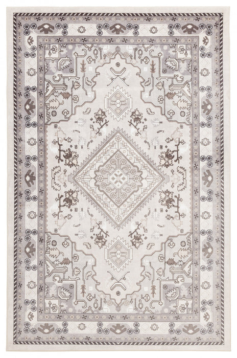Oriana Traditional Beige Washable Rug 5'0\" x 7'6\" Indoor Area Rug 