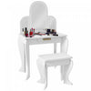 Qaba Kids Dressing Table And Chair Set, Girls Dressing Set, Makeup Desk With Drawer For 3-6 Years Ol