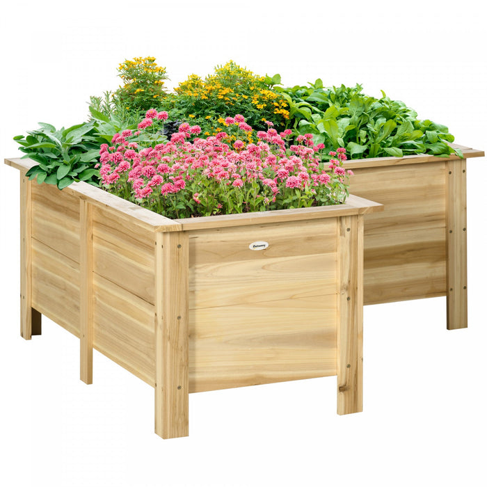 Outsunny Raised Garden Bed, Wooden Elevated Planter Box Outdoor With Legs, For Vegetables, Flowers, 