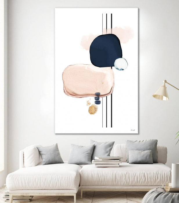 \"Abstract Study Blush And Navy Blue\" Giant Art 72x48 Wall Art
