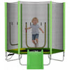 Qaba 85" Trampoline for Kids, Indoor & Outdoor Toddler Trampoline with Slide, Ladder and Safety Enclosure, for Jumping, Sliding, and Playing, for Boys & Girls Ages 3+, Green