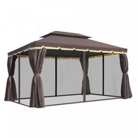 Outsunny 10' x 13' Patio gazebo, aluminum Frame Double Roof Outdoor Gazebo Canopy Shelter With Netti