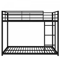John Metal Low Bunk Bed with Ladder,Full over Full Size,Black  