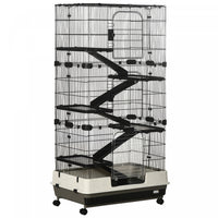 Pawhut 6-tier Platform Rolling Small Animal Cage Rabbit Hutch Pet Play House With Platform, Ramp,rem