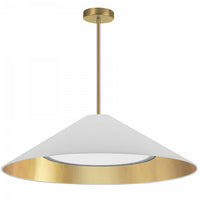 Dainolite Padme Pendant 30w Aged Brass White/Gold Shade Lamp