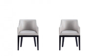Gansevoort Modern Wood Vegan Leather Armchair in Light Gray - Set of 2