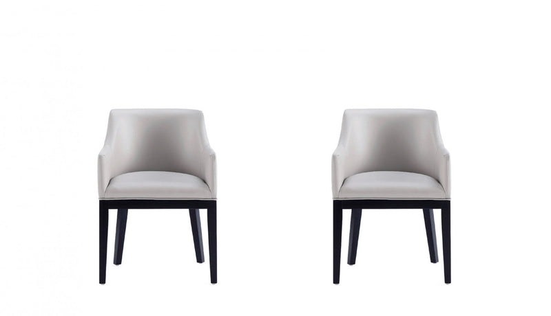 Gansevoort Modern Wood Vegan Leather Armchair in Light Gray - Set of 2 