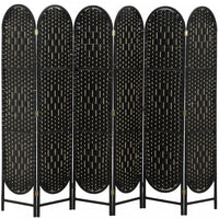 HOMCOM 6 Panel Room Divider, Bohemian Folding Privacy Screen, Black