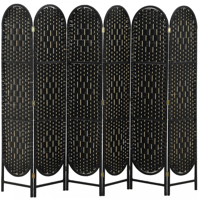 HOMCOM 6 Panel Room Divider, Bohemian Folding Privacy Screen, Black