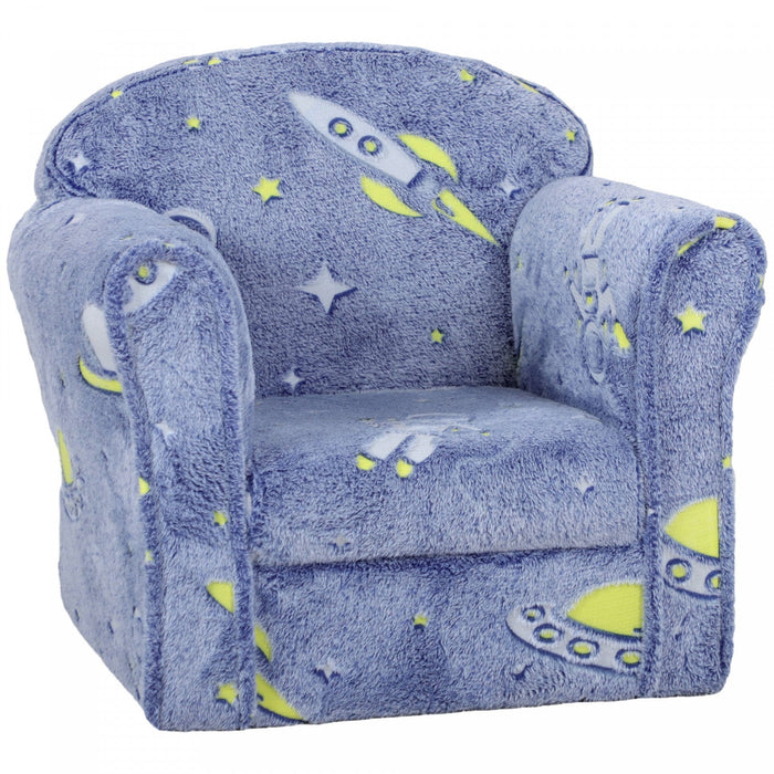 Qaba Toddler Chair, Kids Chair With Luminous Universe Design, Wooden Frame, Kids Sofa For 18-36 Mont