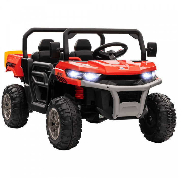 Aosom 12v Ride On Car With Electric Bucket, Two-seater Battery-powered Cars For Kids With Shovel, Re