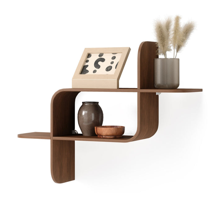 Umbra Modern Wood Montage Wall Shelf - Light Walnut