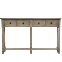 Phyllis Solid Wood Console Table With Drawers And Bottom Shelf - Grey 