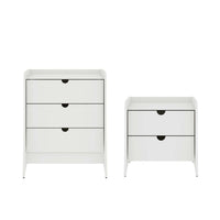 Coney Mid-Century Modern 2-Piece Dresser Set in White 